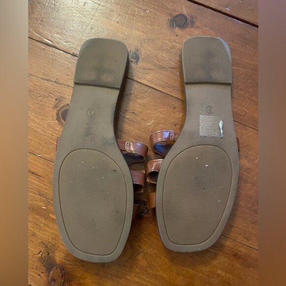 Brown Faux Leather Slip on Flats Sandals Women’s Size 9 - Picture 7 of 10
